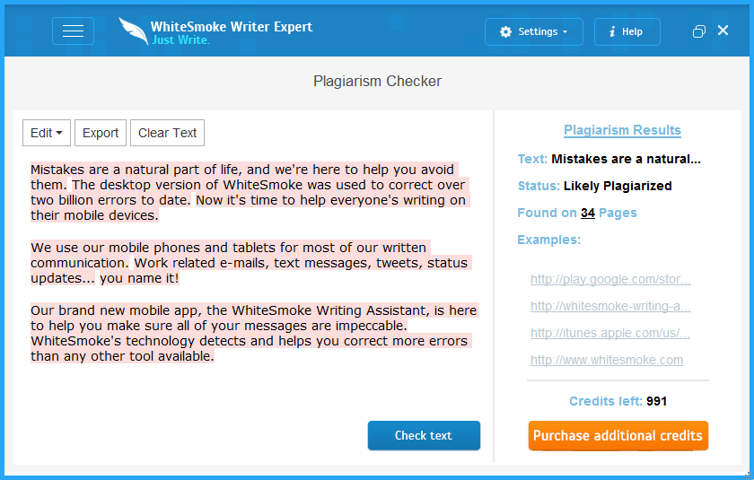 WhiteSmoke Premium SEO tools plagiarism checker